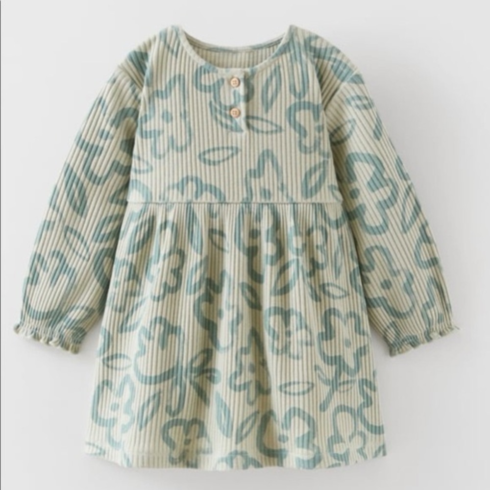 Zara Ribbed Floral Girls Dress